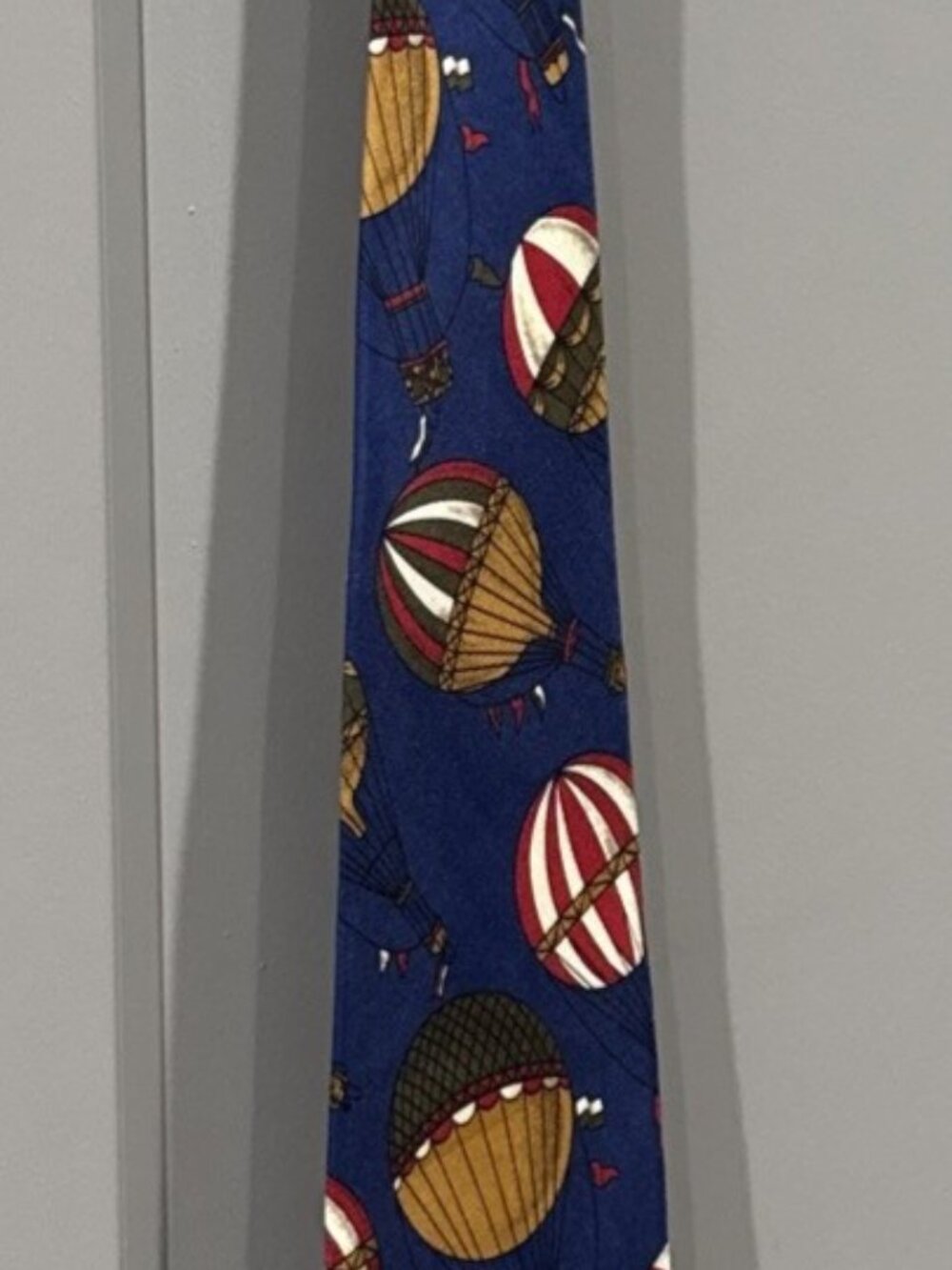 Bullock & Jones Men’s Hot Air Balloon Blue, Gold Red & White 100% Silk Necktie
